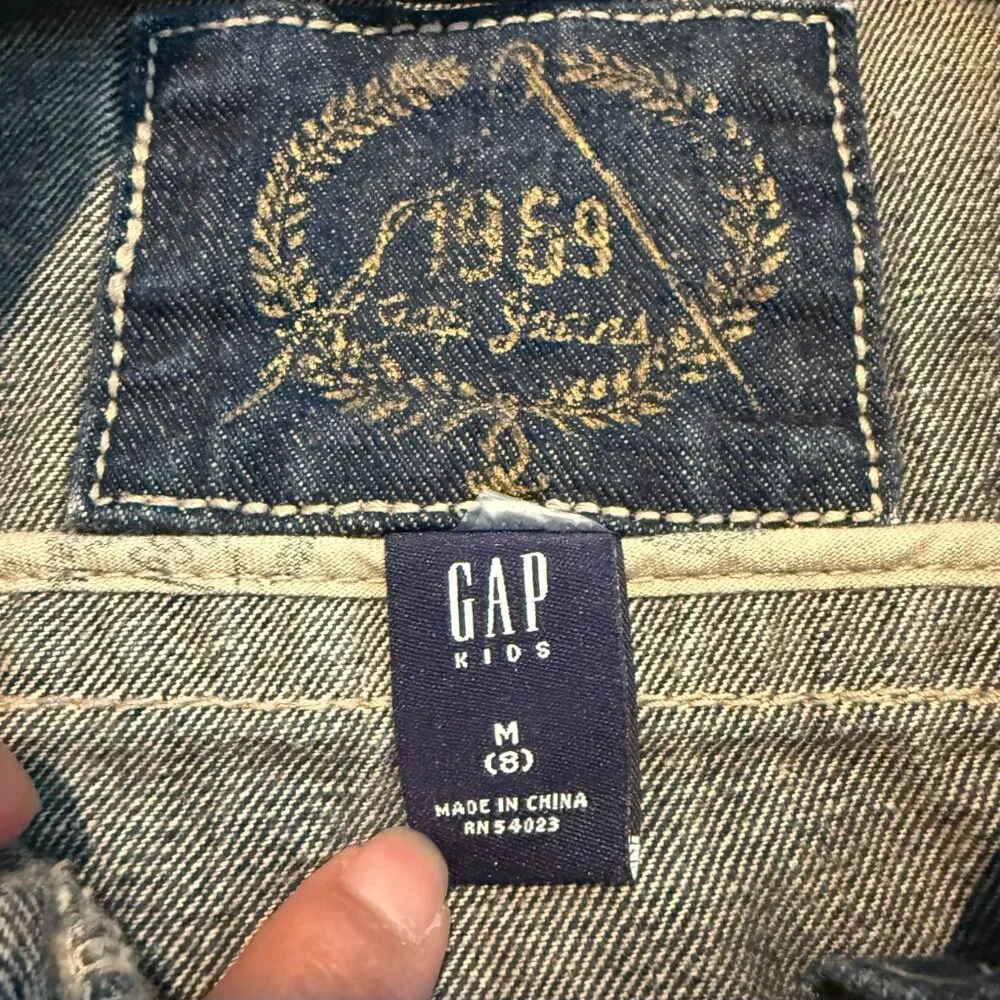 Gap Kids Girls Medium 8 Denim Jean Jacket 100% Cotton Blue 1969 Classic